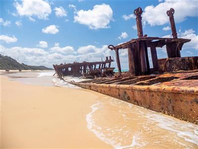 Maheno Scheepswark, Fraser Island, Australië (Bron: Tourism and Events Queensland)