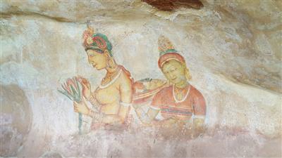 Muurschildering in Sigiriya, Sri Lanka