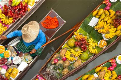 Thailand, Bangkok, drijvende markt